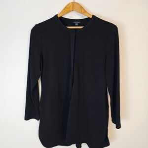 Lauren Ralph Lauren Black Long Sleeve Button Front Tunic Top